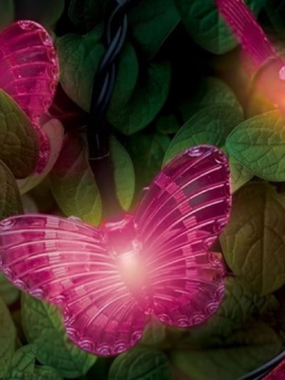 50 Solar Butterfly String Lights Outdoor Garden Waterproof for Yard Bedroom Pink